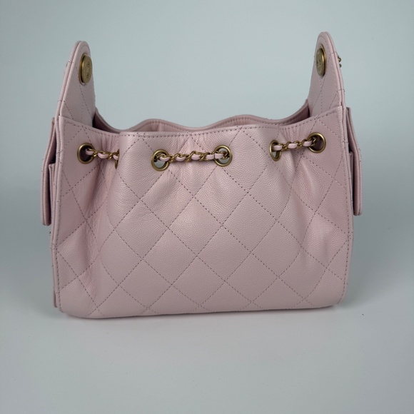 New CHANEL 25 Mini Pink Quilted Caviar Leather Shoulder Bag - Picture 5 of 12